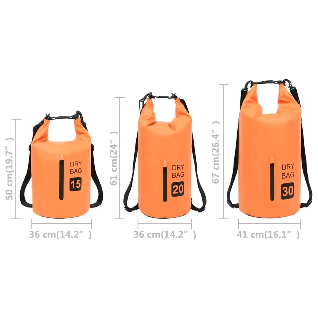 Dry Bag with Zipper Orange 15 L PVC 92784