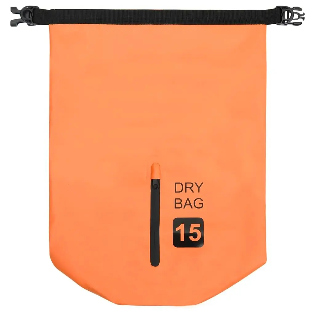 Dry Bag with Zipper Orange 15 L PVC 92784