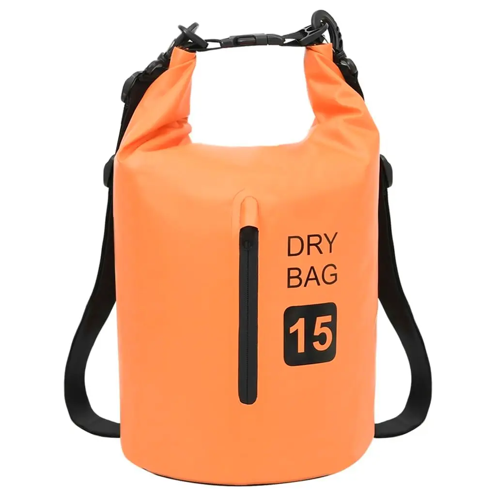 Dry Bag with Zipper Orange 15 L PVC 92784