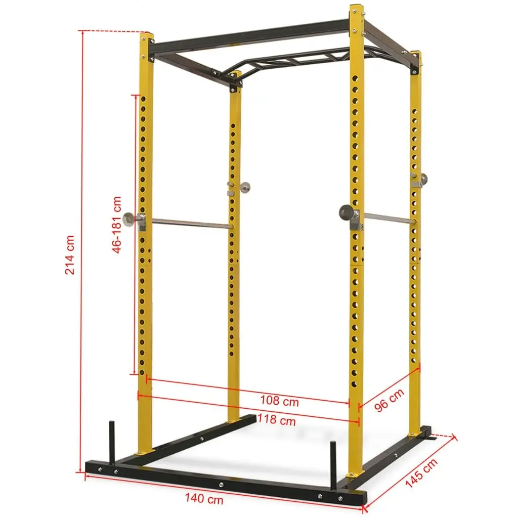 Fitness Power Rack 140x145x214 cm Yellow and Black 91364