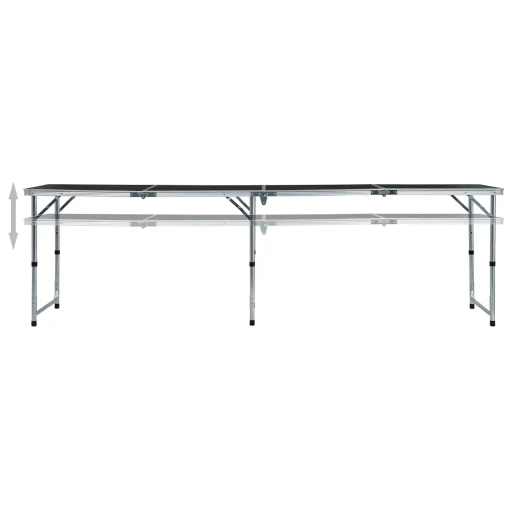 Foldable Camping Table Grey Aluminium 240x60 cm 48177