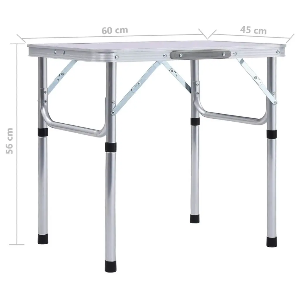 Folding Camping Table White Aluminium 60x45 cm 48178