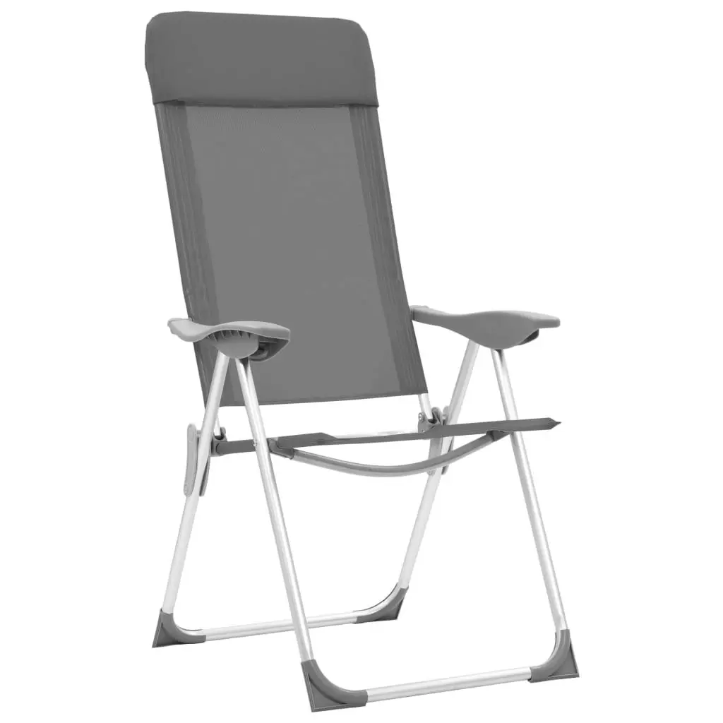 Folding Camping Chairs 2 pcs Grey Aluminium 44304