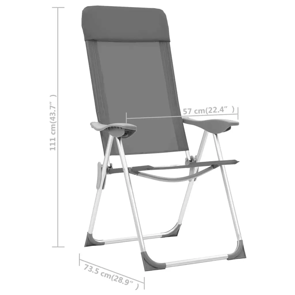 Folding Camping Chairs 2 pcs Grey Aluminium 44304