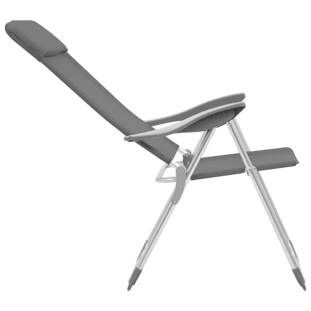 Folding Camping Chairs 2 pcs Grey Aluminium 44304