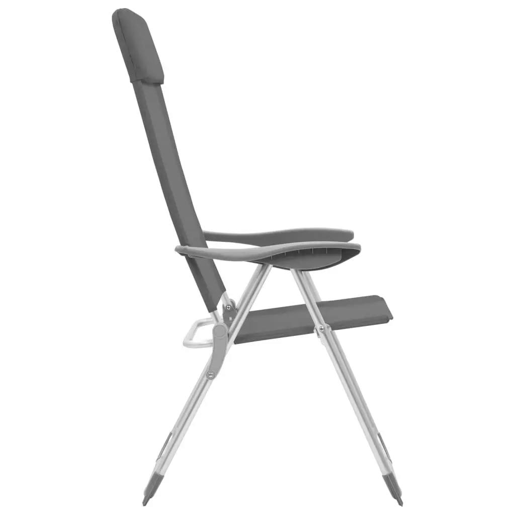 Folding Camping Chairs 2 pcs Grey Aluminium 44304