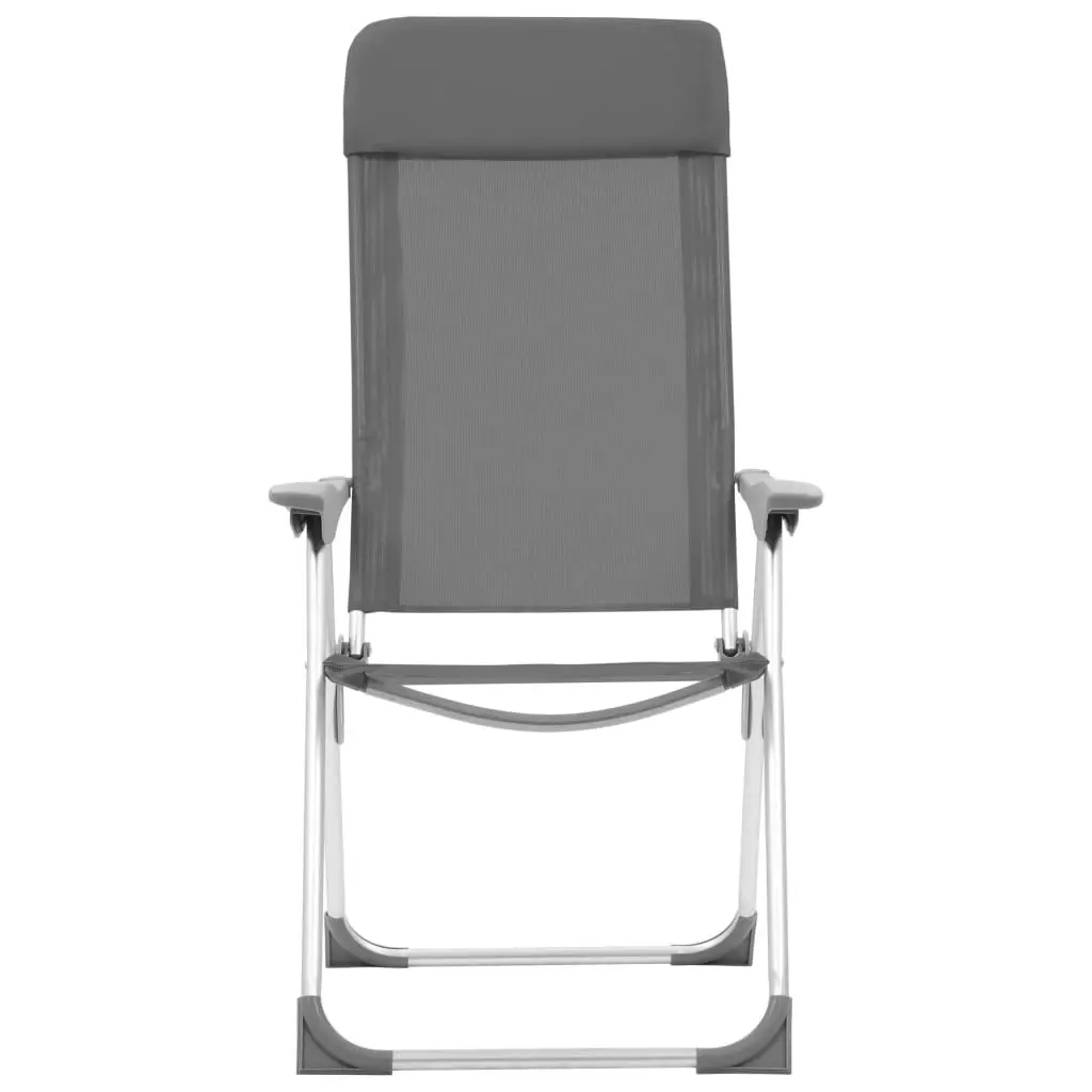 Folding Camping Chairs 2 pcs Grey Aluminium 44304