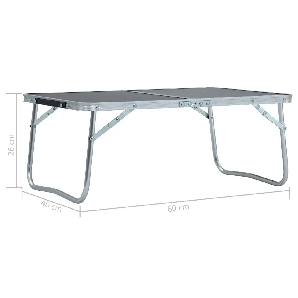 Folding Camping Table Grey Aluminium 60x40 cm 48187