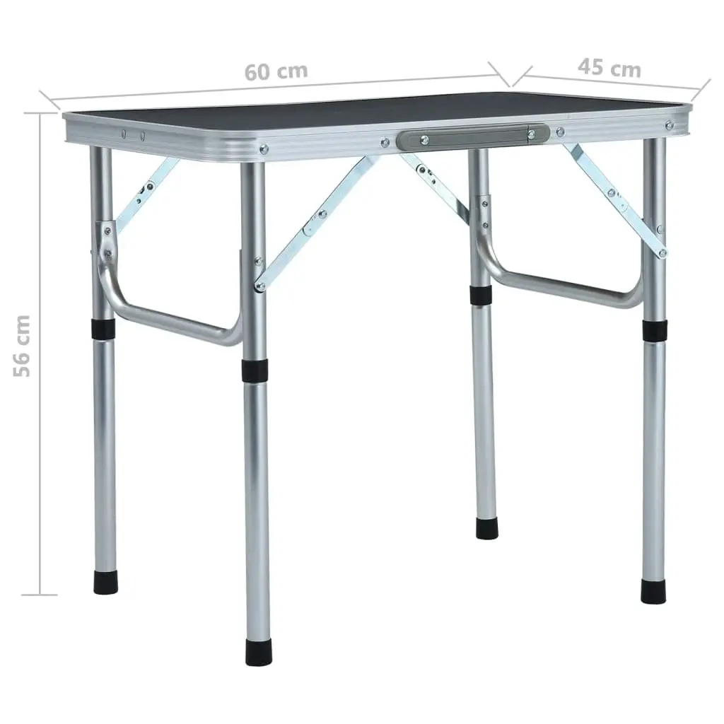 Folding Camping Table Grey Aluminium 60x45 cm 48180