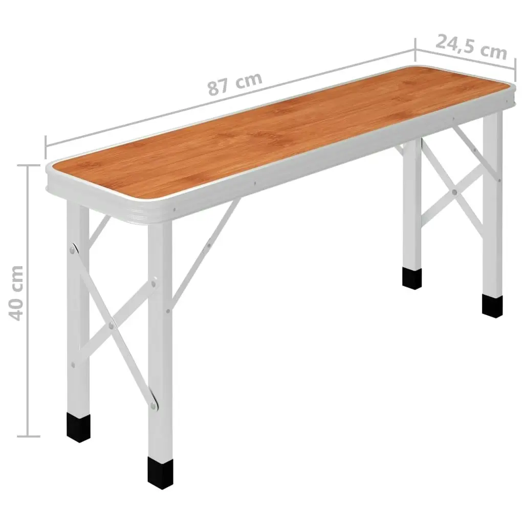 Folding Camping Table with 2 Benches Aluminium Brown 48182