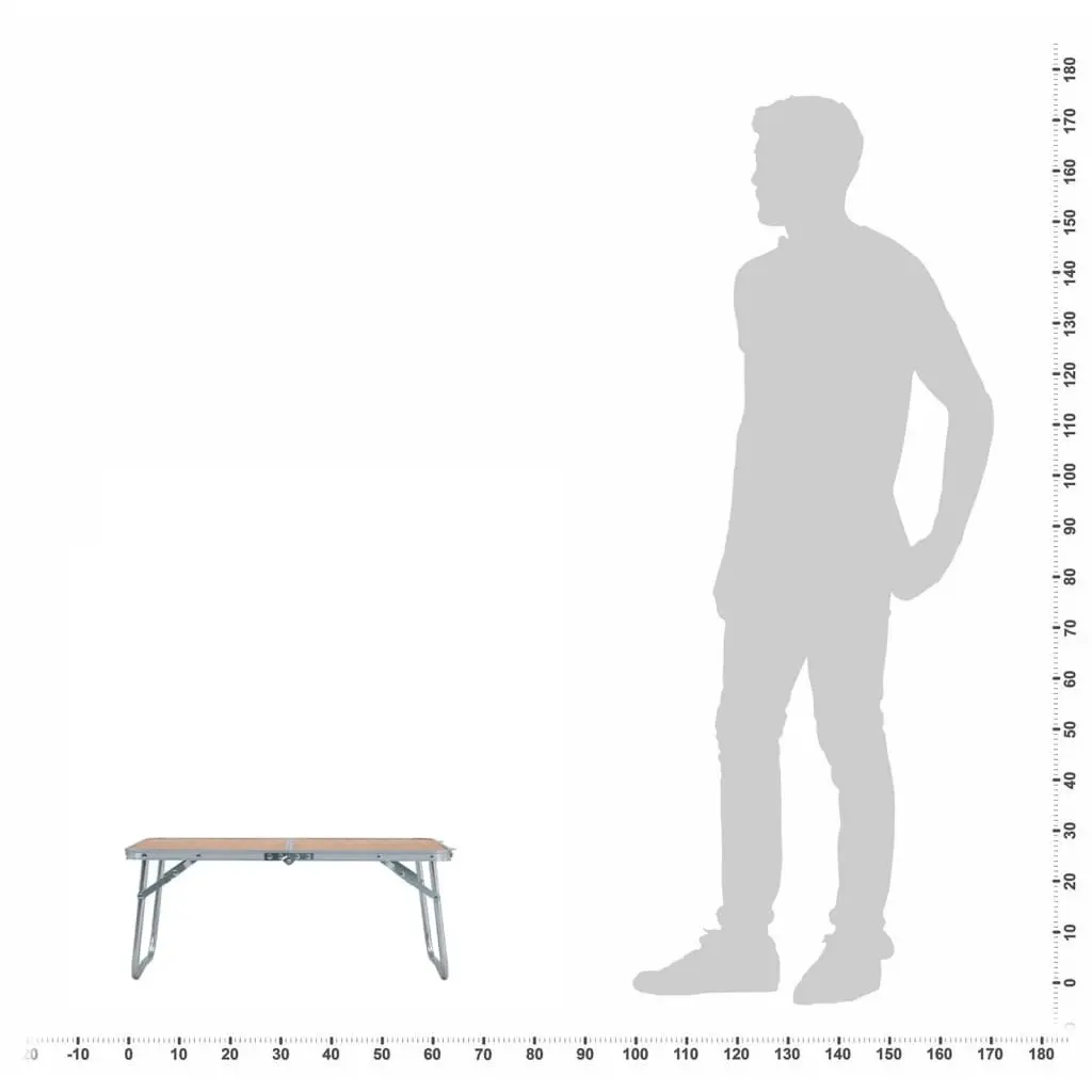 Folding Camping Table Brown Aluminium 60x40 cm 48186