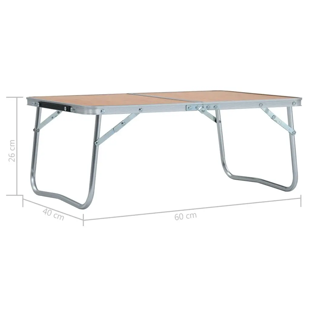 Folding Camping Table Brown Aluminium 60x40 cm 48186