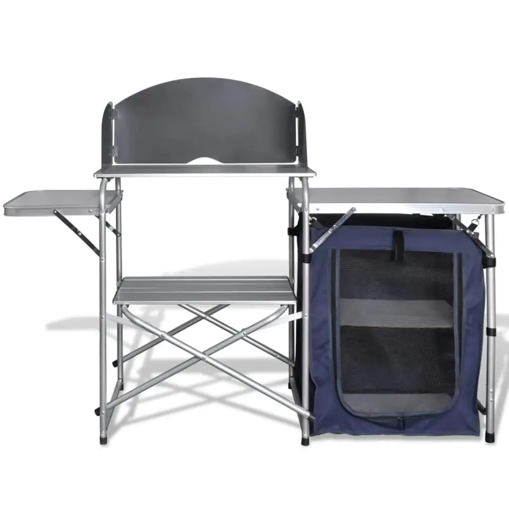 Foldable Camping Kitchen Unit with Windshield Aluminium 41330