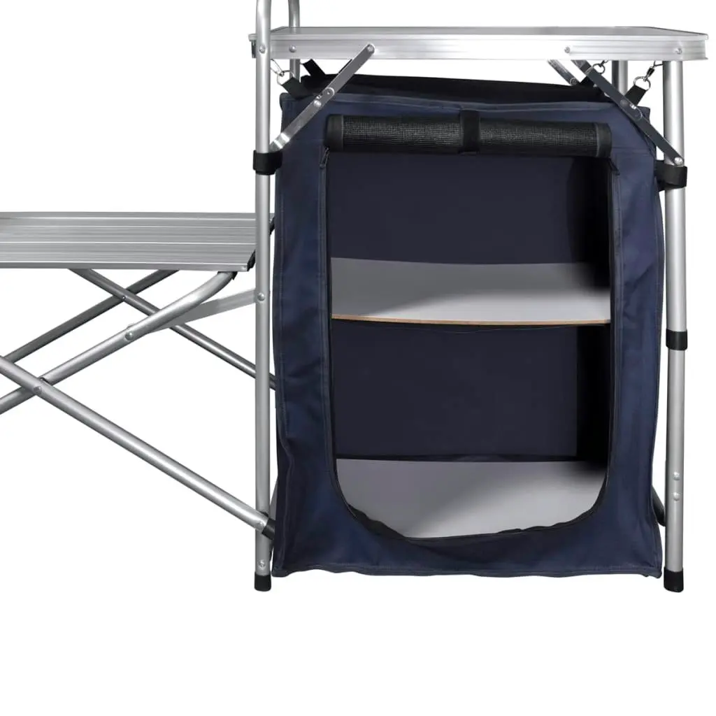 Foldable Camping Kitchen Unit with Windshield Aluminium 41330