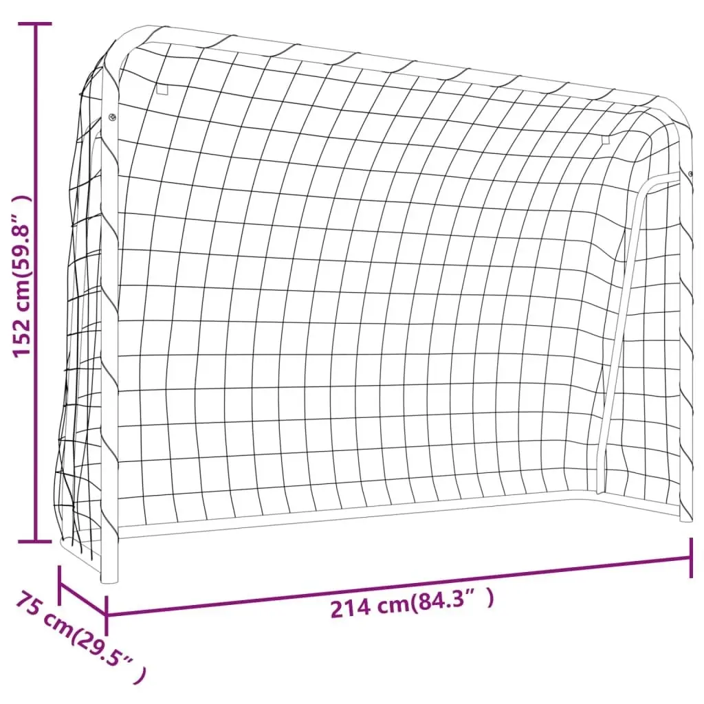 Football Goal with Net White 214x75x152 cm Steel&Polyester 93734