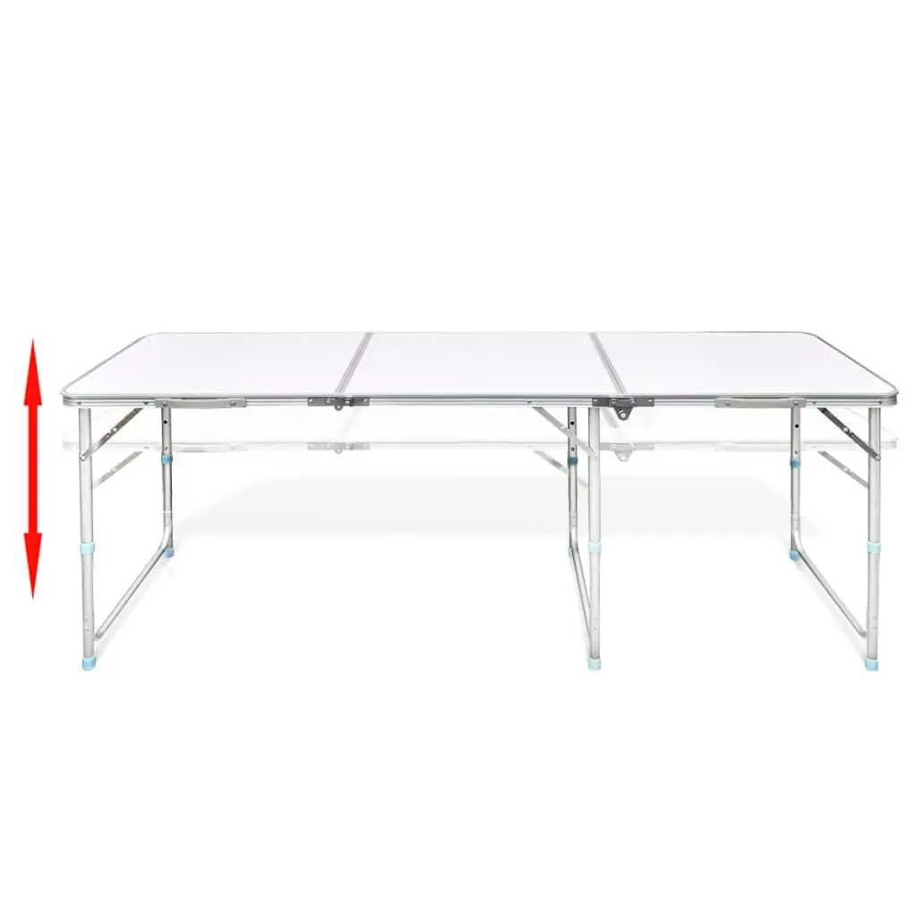 Foldable Camping Table Set with 6 Stools Height Adjustable 180 x 60 cm 41329