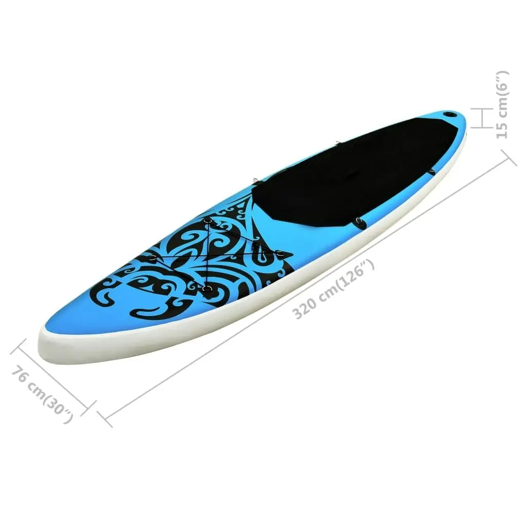 Inflatable Stand Up Paddleboard Set 320x76x15 cm Blue 92738