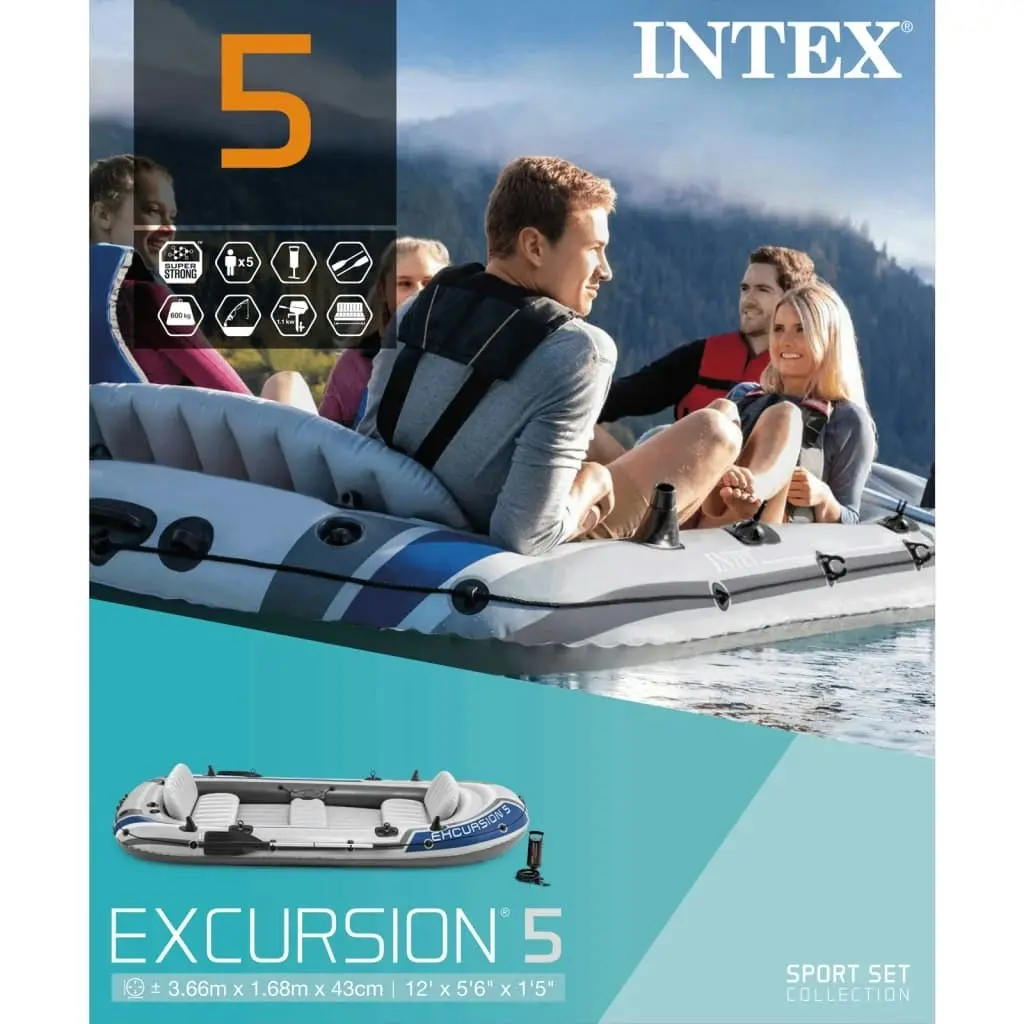 Intex Excursion 5 Set Inflatable Boat with Oars and Pump 90803