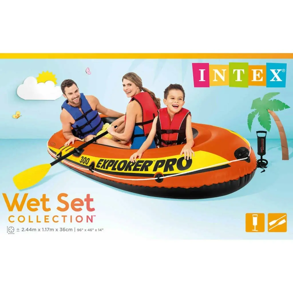 Intex Explorer Pro 300 Set Inflatable Boat with Oars and Pump 90797