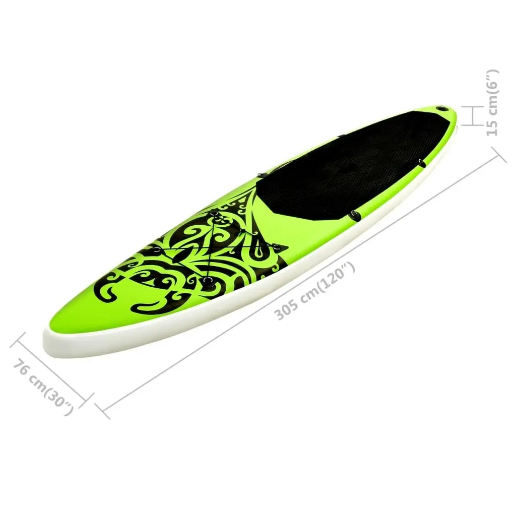 Inflatable Stand Up Paddleboard Set 305x76x15 cm Green 92740