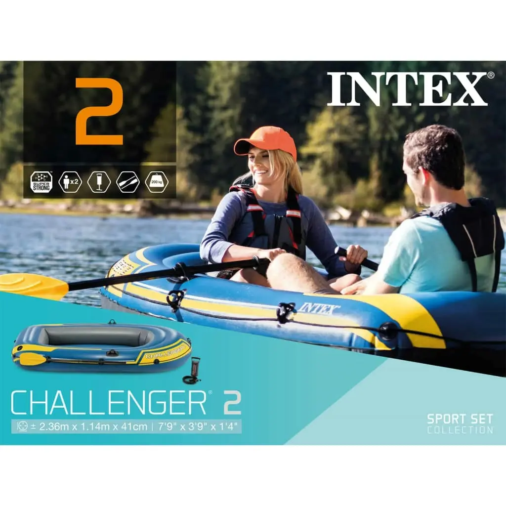 Intex Challenger 2 Set Inflatable Boat with Oars and Pump 90798