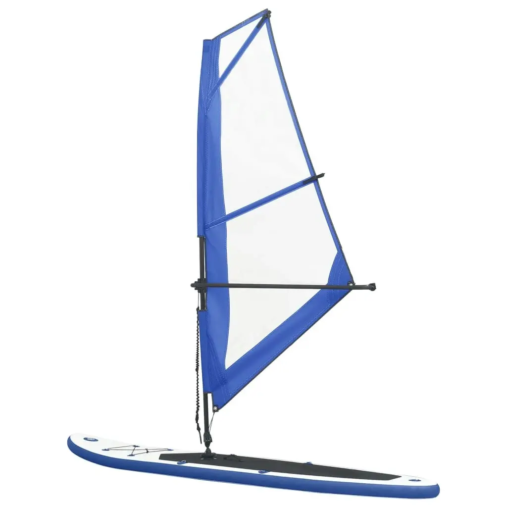 Inflatable Stand Up Paddleboard with Sail Set Blue and White 92210