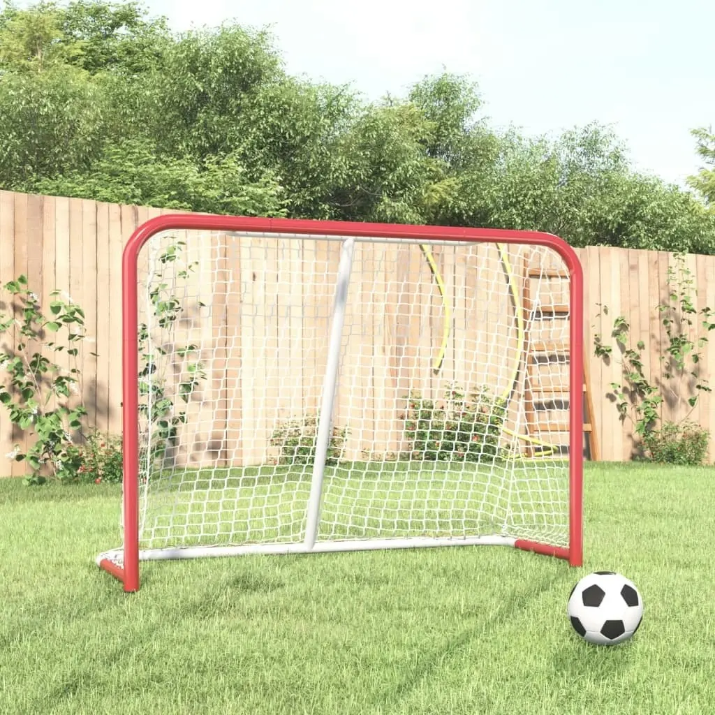 Hockey Goal with Net Red&White 153x60x118 cm Steel&Polyester 93741