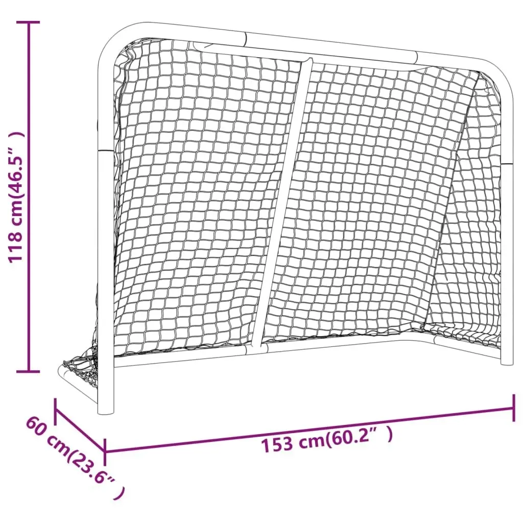 Hockey Goal with Net Red&White 153x60x118 cm Steel&Polyester 93741