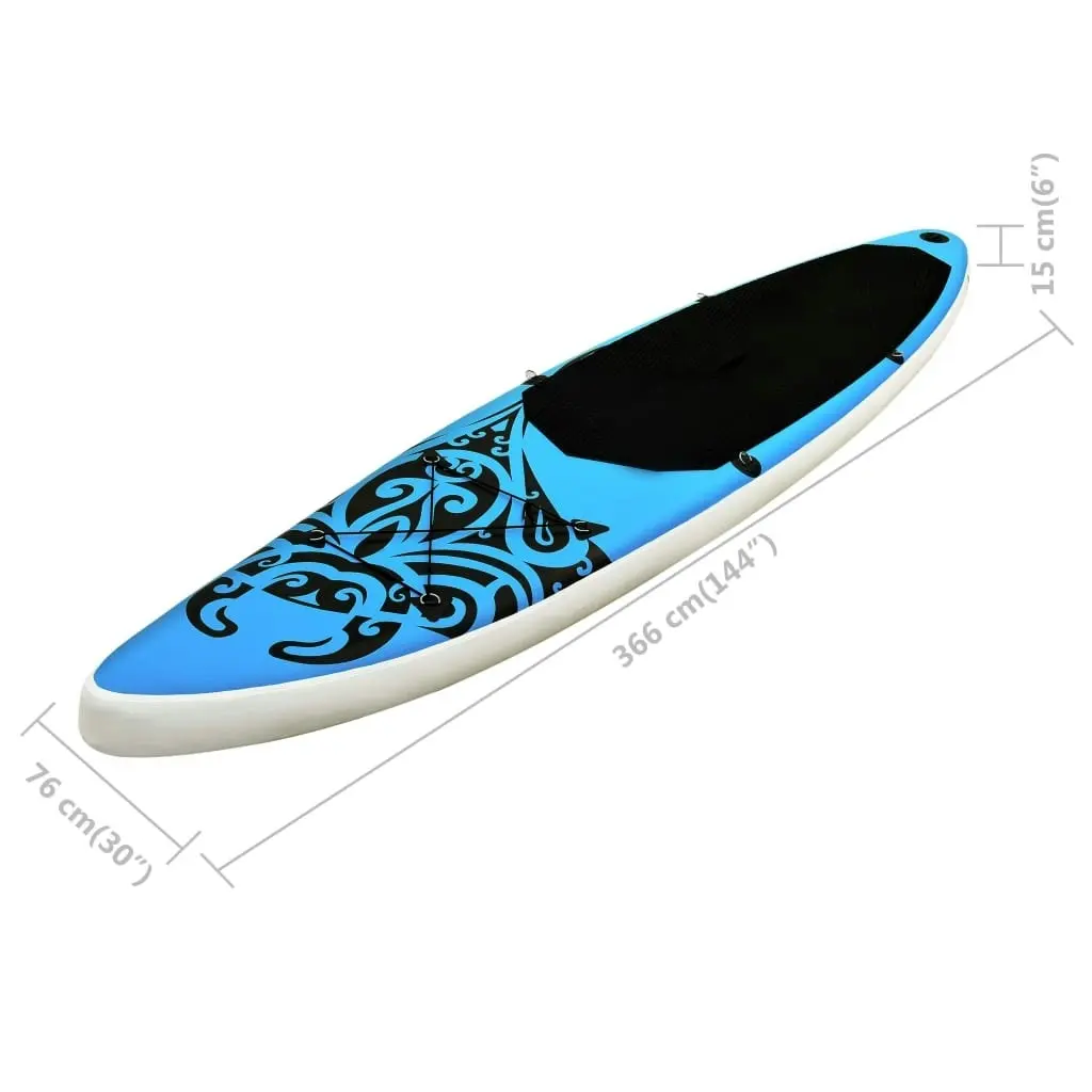 Inflatable Stand Up Paddleboard Set 366x76x15 cm Blue 92739