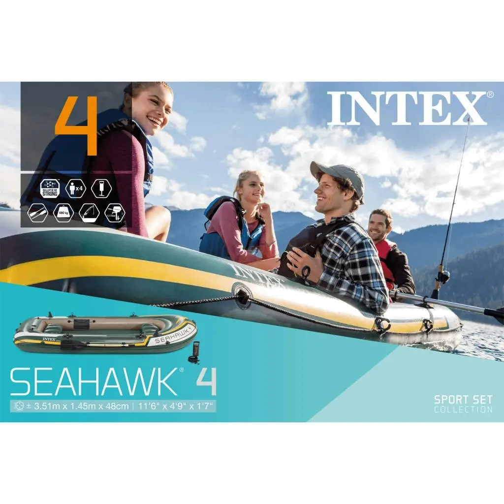 Intex Seahawk 4 Set Inflatable Boat with Oars and Pump 90801