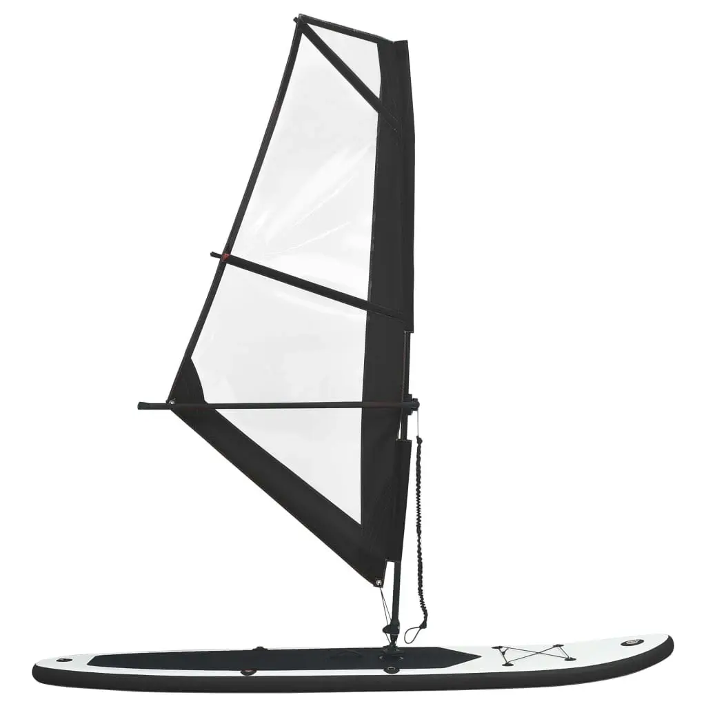 Inflatable Stand Up Paddleboard with Sail Set Black and White 92736