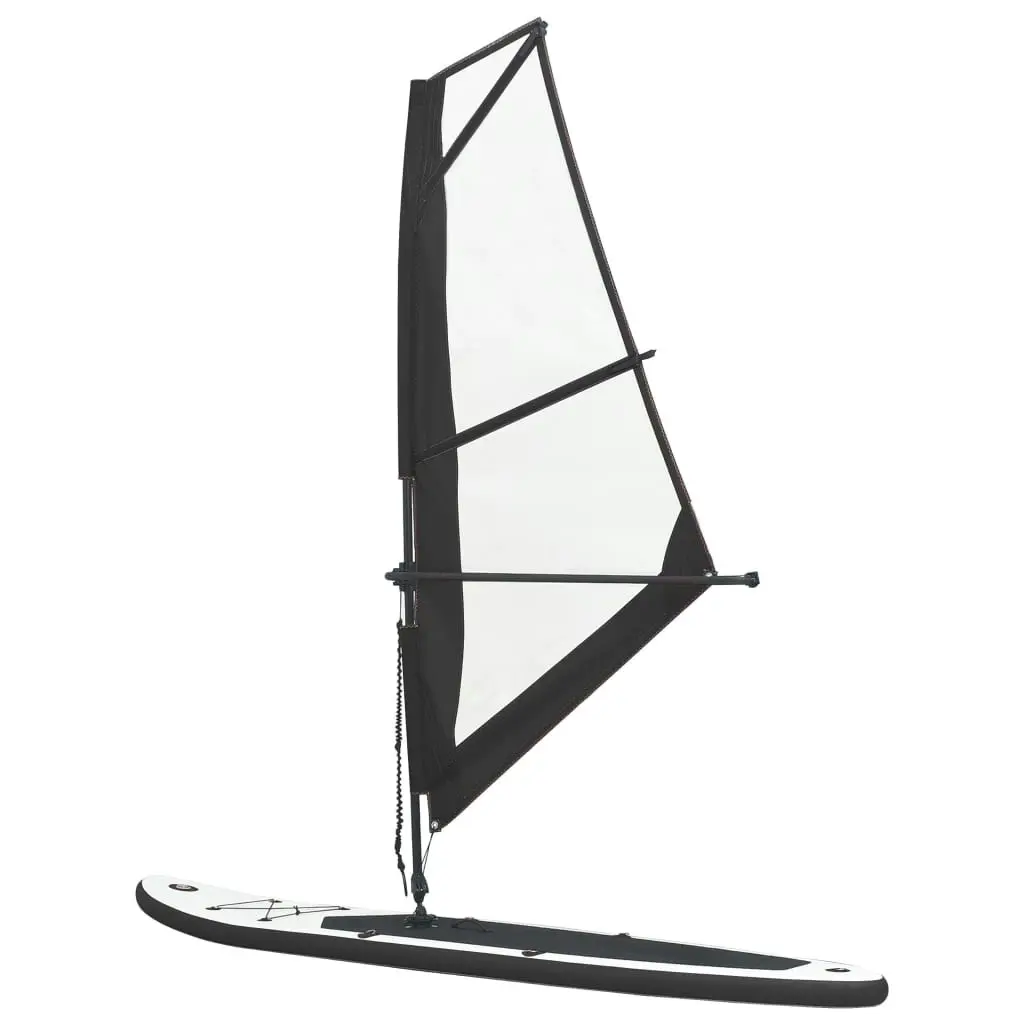 Inflatable Stand Up Paddleboard with Sail Set Black and White 92736