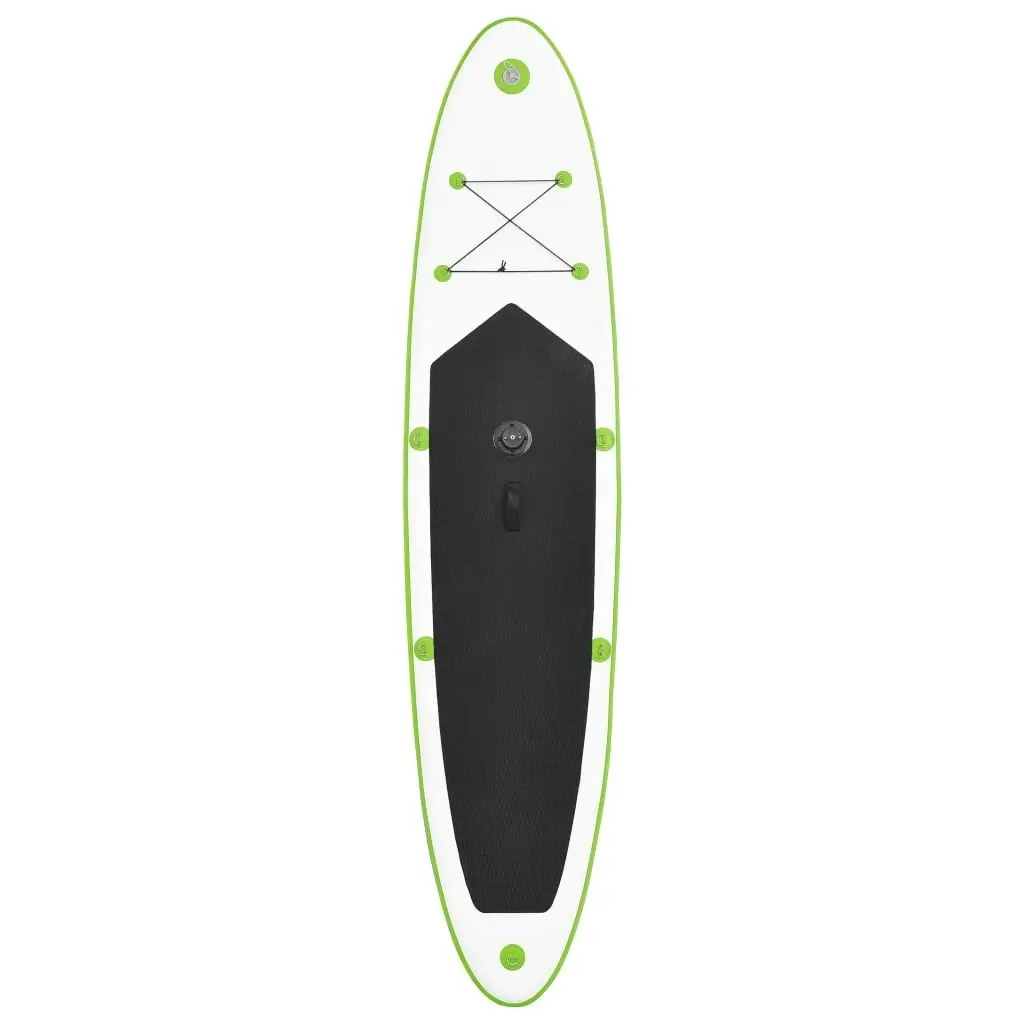 Inflatable Stand Up Paddleboard with Sail Set Green and White 92735