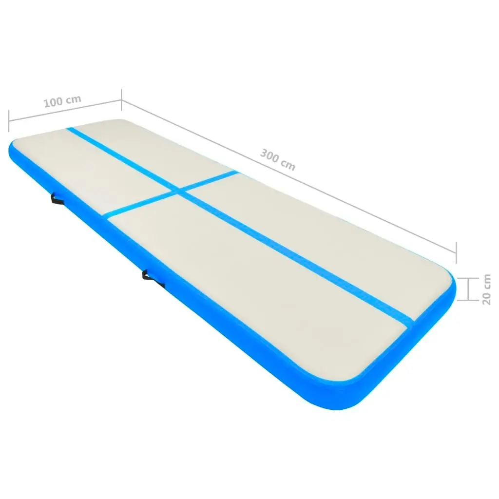 Inflatable Gymnastics Mat with Pump 300x100x20 cm PVC Blue 92677