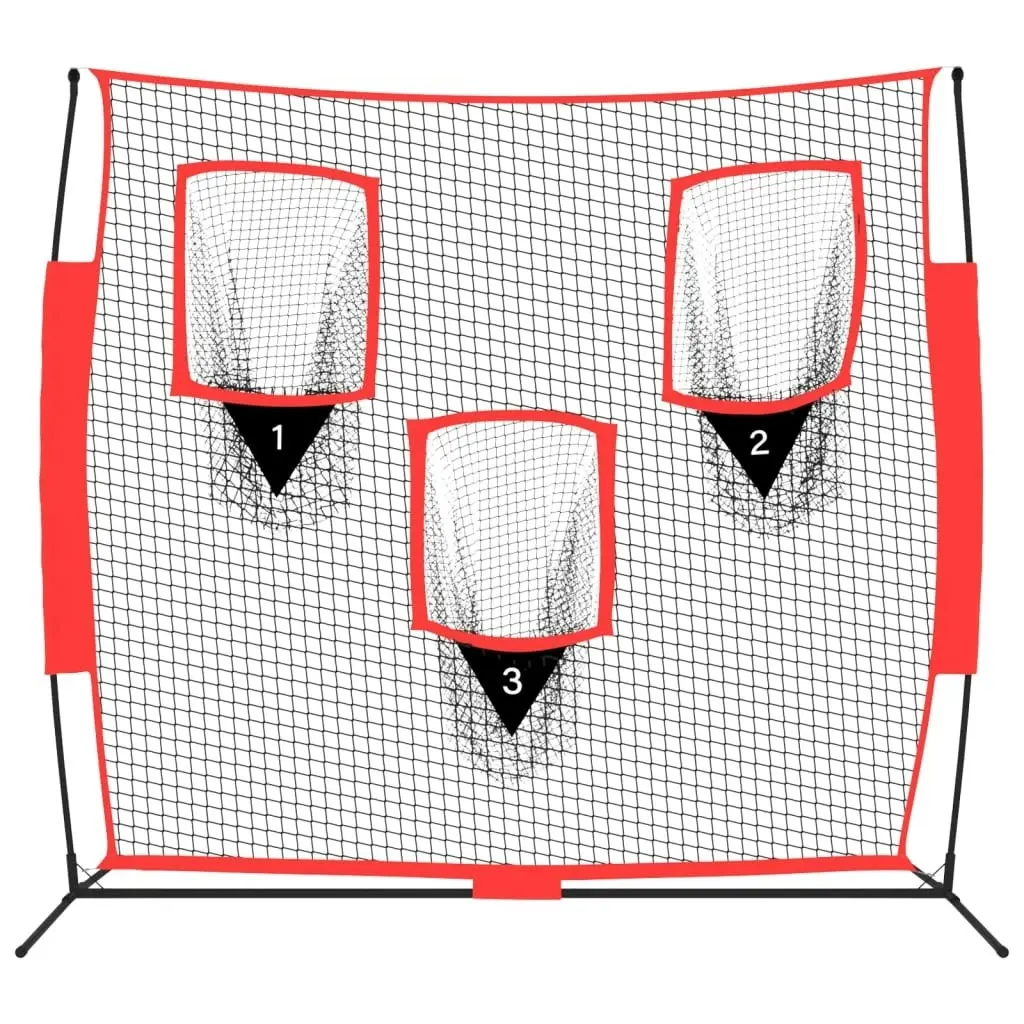 Portable Baseball Net Black and Red 183x105x183 cm Polyester 93747