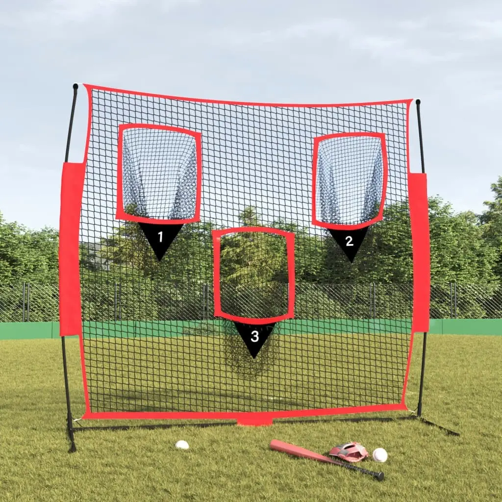 Portable Baseball Net Black and Red 183x105x183 cm Polyester 93747