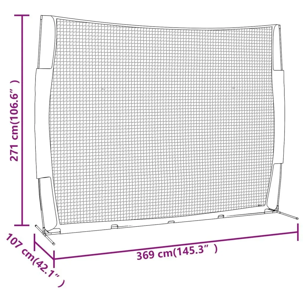 Portable Baseball Net Red and Black 369x107x271 cm Steel and Polyester 93739