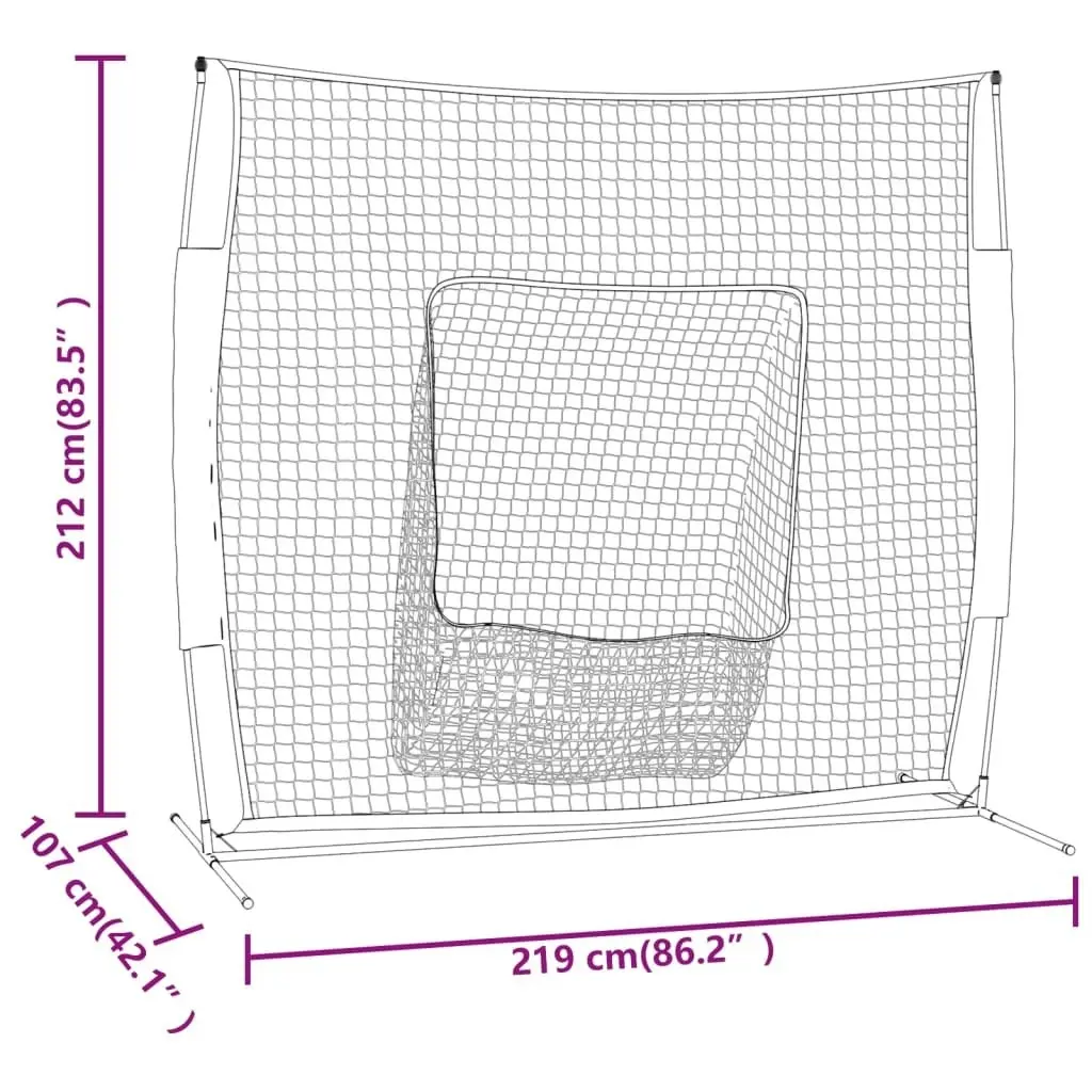 Portable Baseball Net Red and Black 219x107x212 cm Steel and Polyester 93738