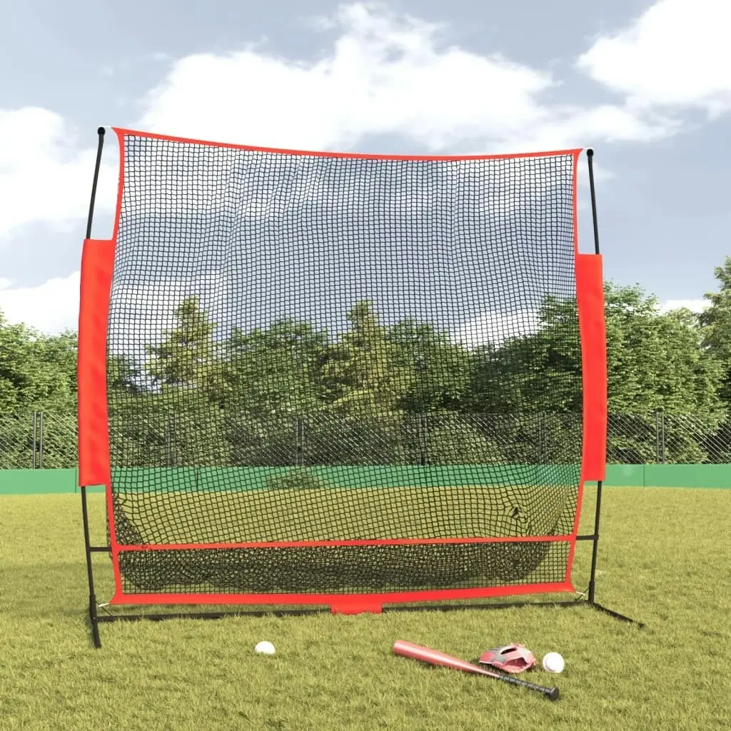 Portable Baseball Net Black and Red 215x107x216 cm Polyester 93746