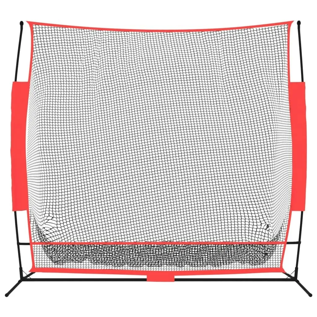 Portable Baseball Net Black and Red 215x107x216 cm Polyester 93746