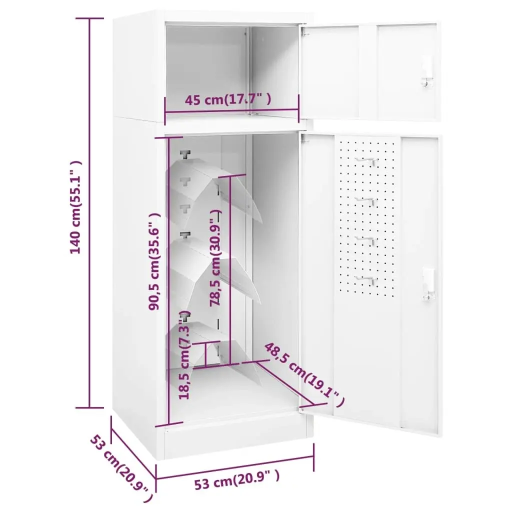 Saddle Cabinet White 53x53x140 cm Steel 339599