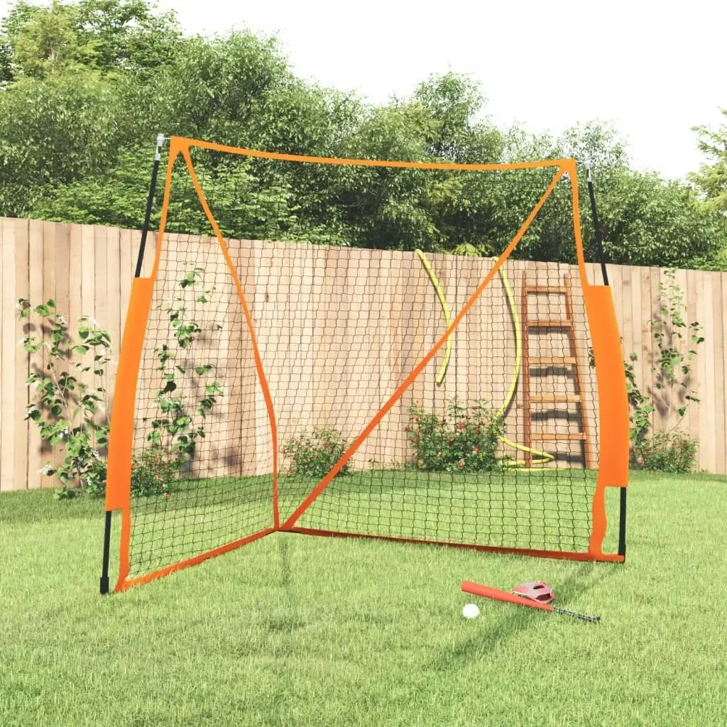 Portable Baseball Net Orange and Black 183x182x183cm Steel and Polyester 93737