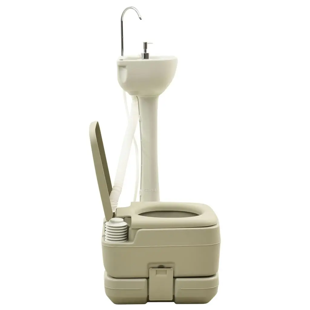 Portable Camping Toilet 10+10L and Handwash Stand 20L Set Grey 93021