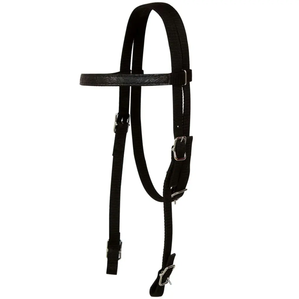 Western Saddle, Headstall&Breast Collar Real Leather 17" Black 91354