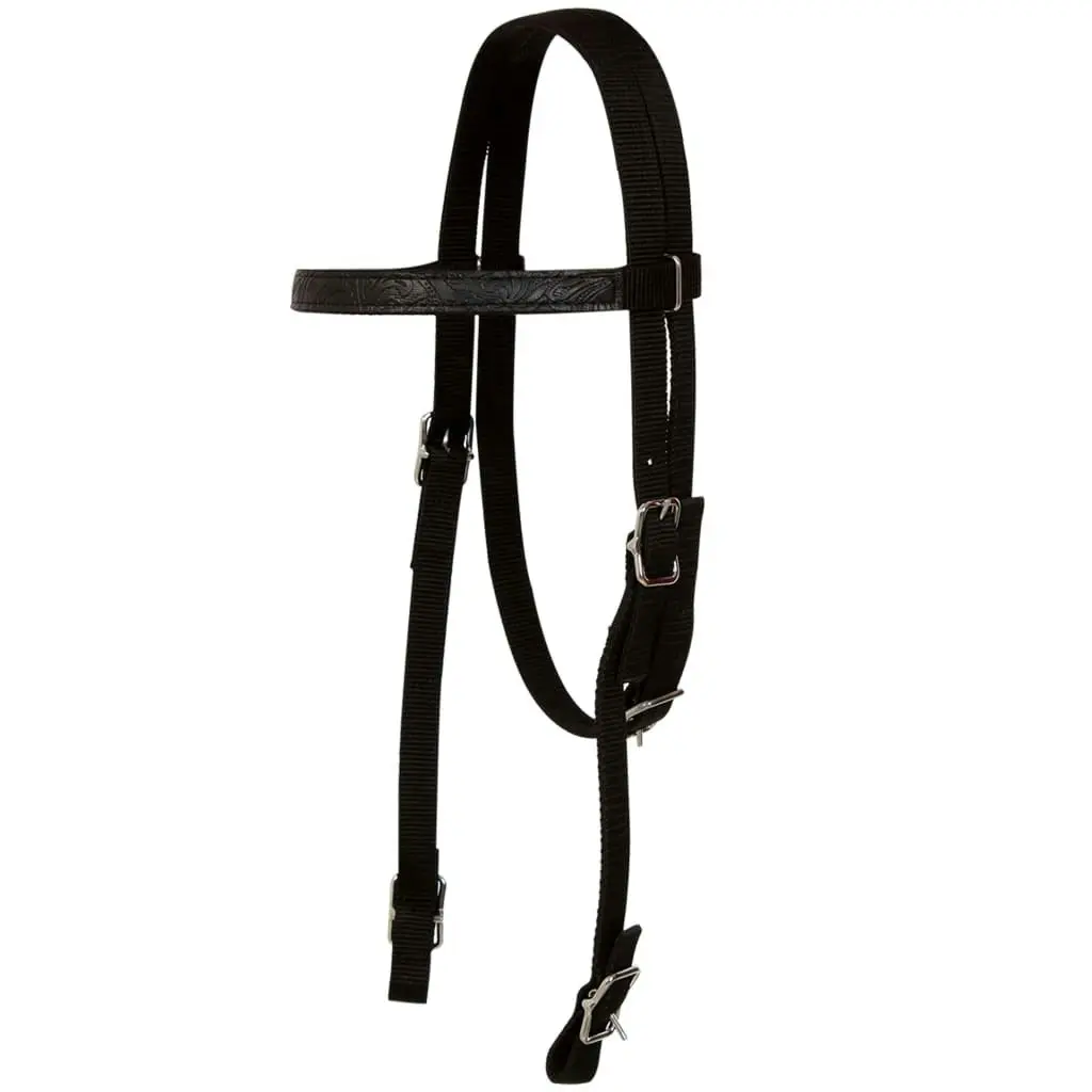 Western Saddle, Headstall&Breast Collar Real Leather 15" Black 91352