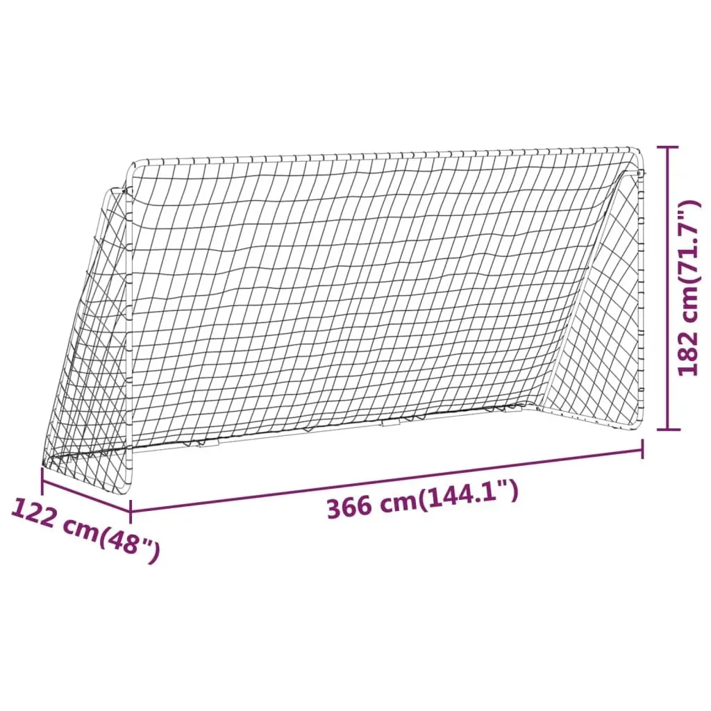 Football Goal with Net White 366x122x182 cm Steel 93371