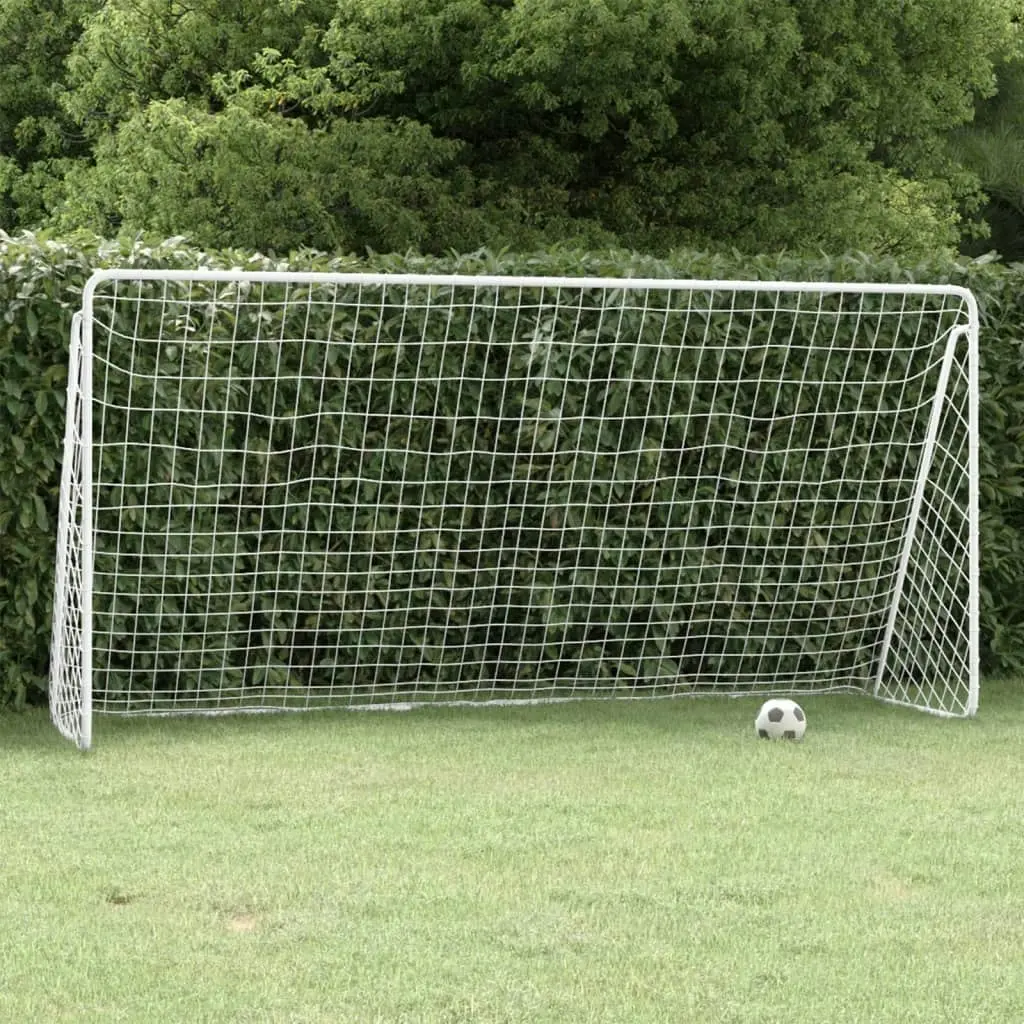 Football Goal with Net White 366x122x182 cm Steel 93371