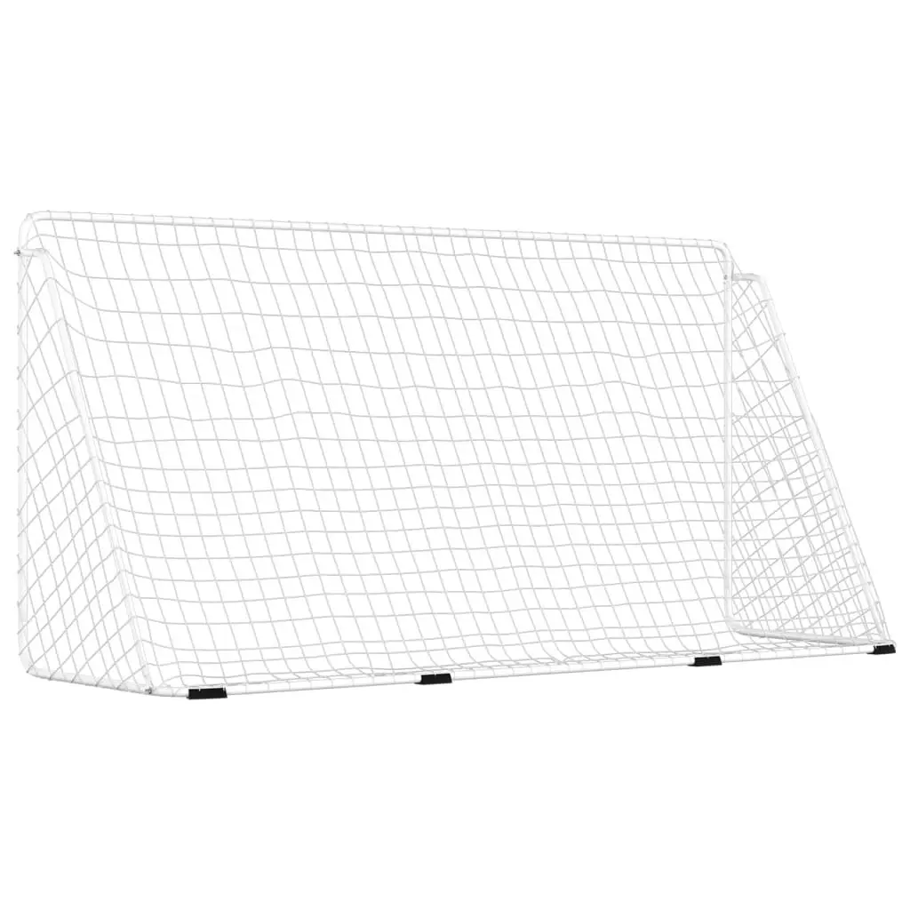 Football Goal with Net White 366x122x182 cm Steel 93371