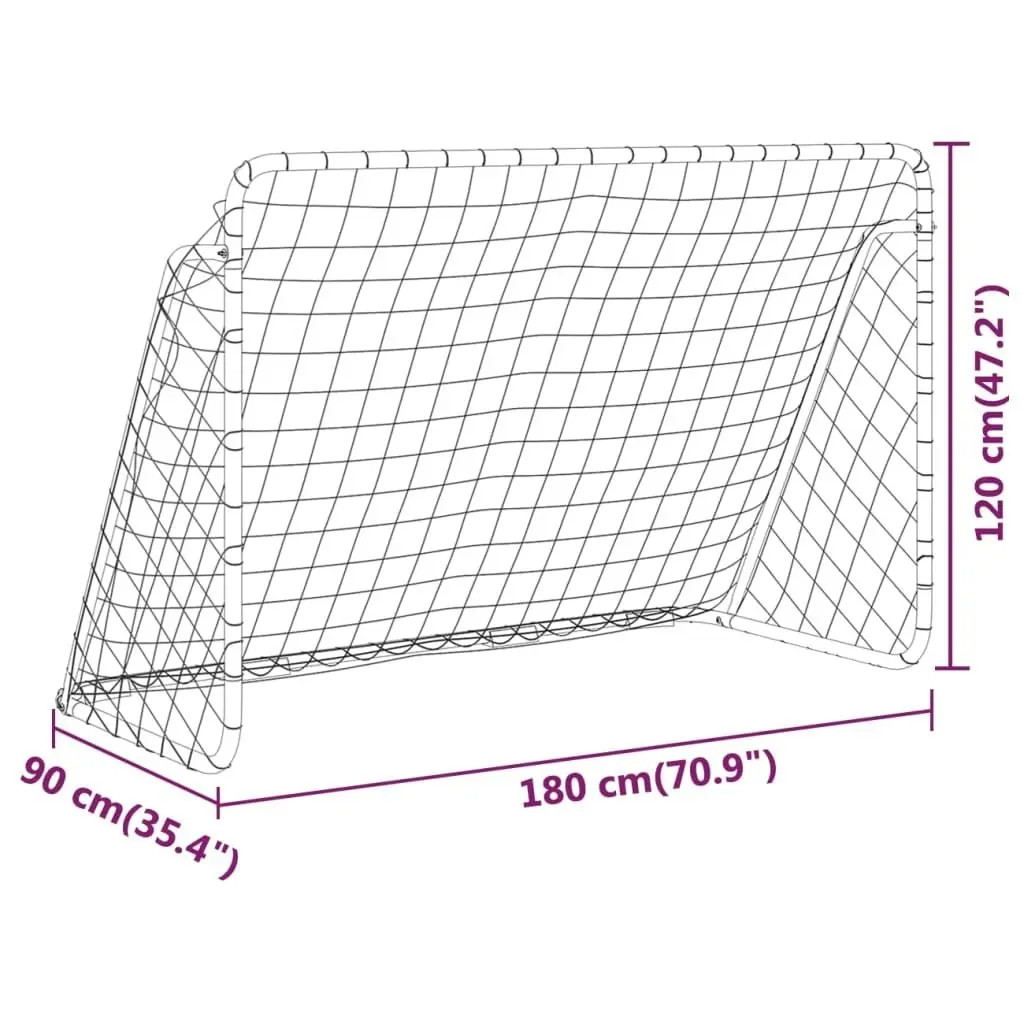 Football Goal with Net White 180x90x120 cm Steel 93370