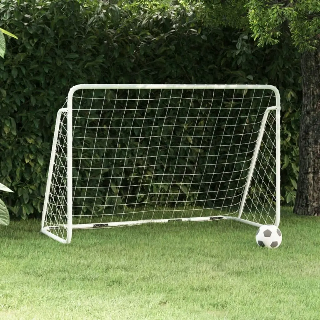 Football Goal with Net White 180x90x120 cm Steel 93370